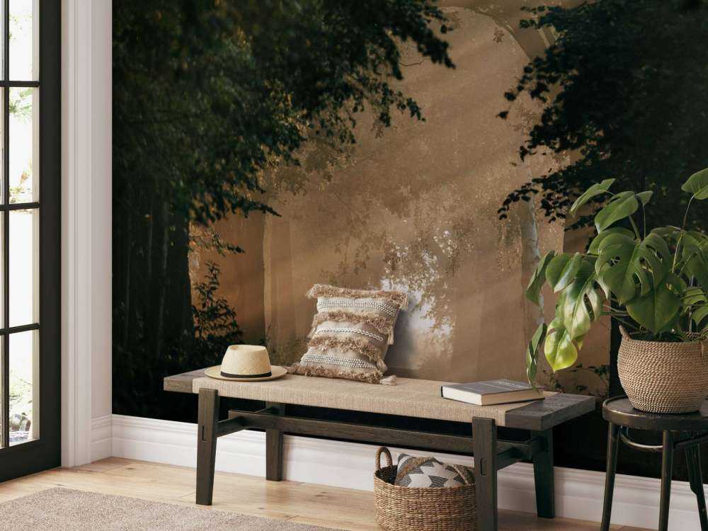 Lumière dorée dans la forêt