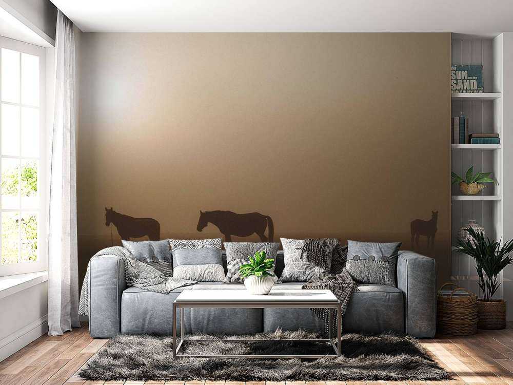 Chevaux dans la Prairie Brumeuse