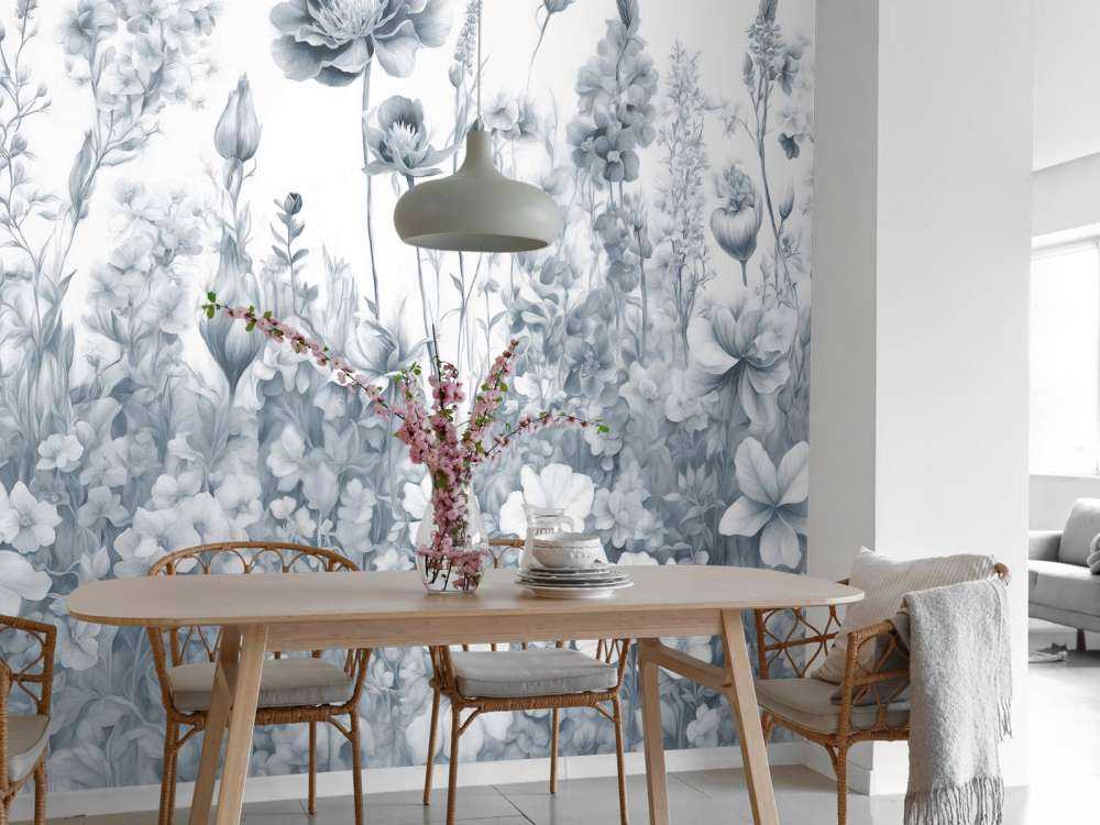 Fleurs de mon âme sans couture - bleu