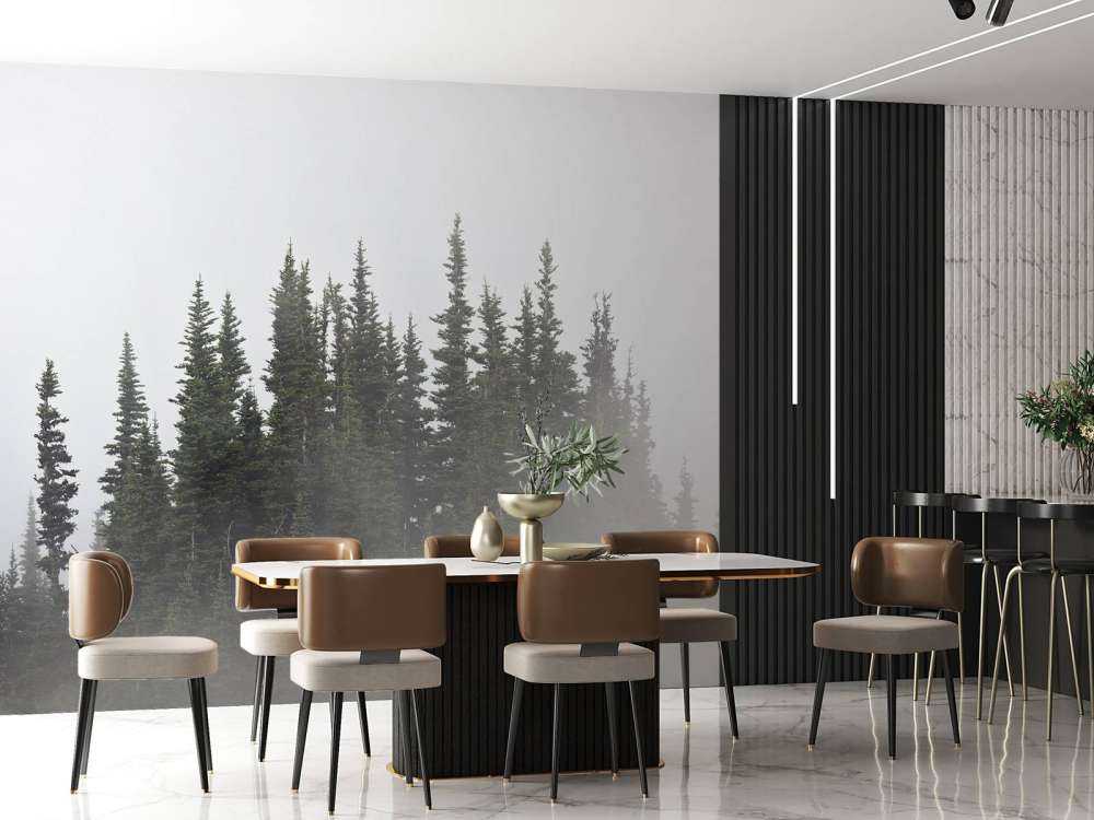 Des arbres dans le brouillard