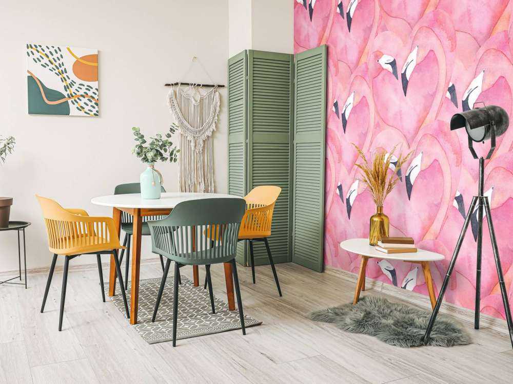 Flamants roses en aquarelle