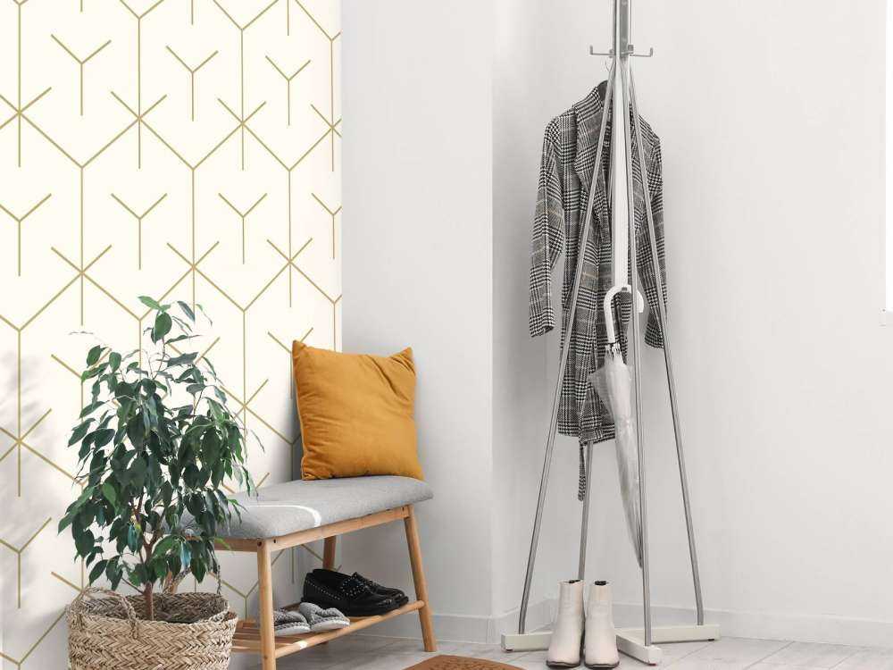 Motif Hexagones géométriques, blanc