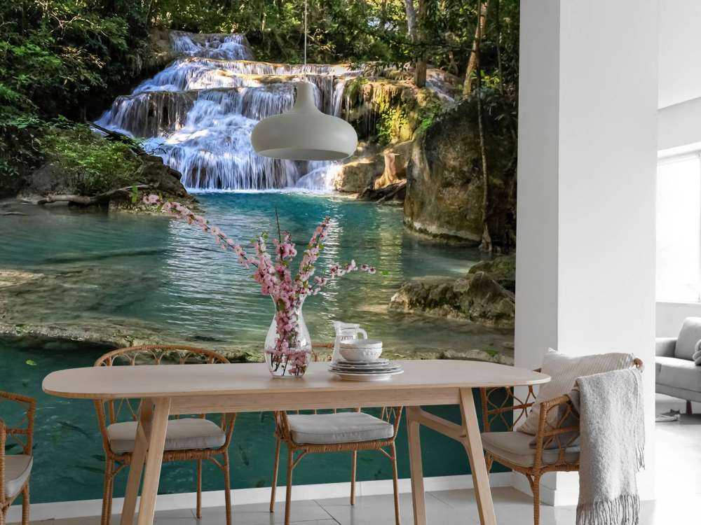 Pêche dans une chute d'eau