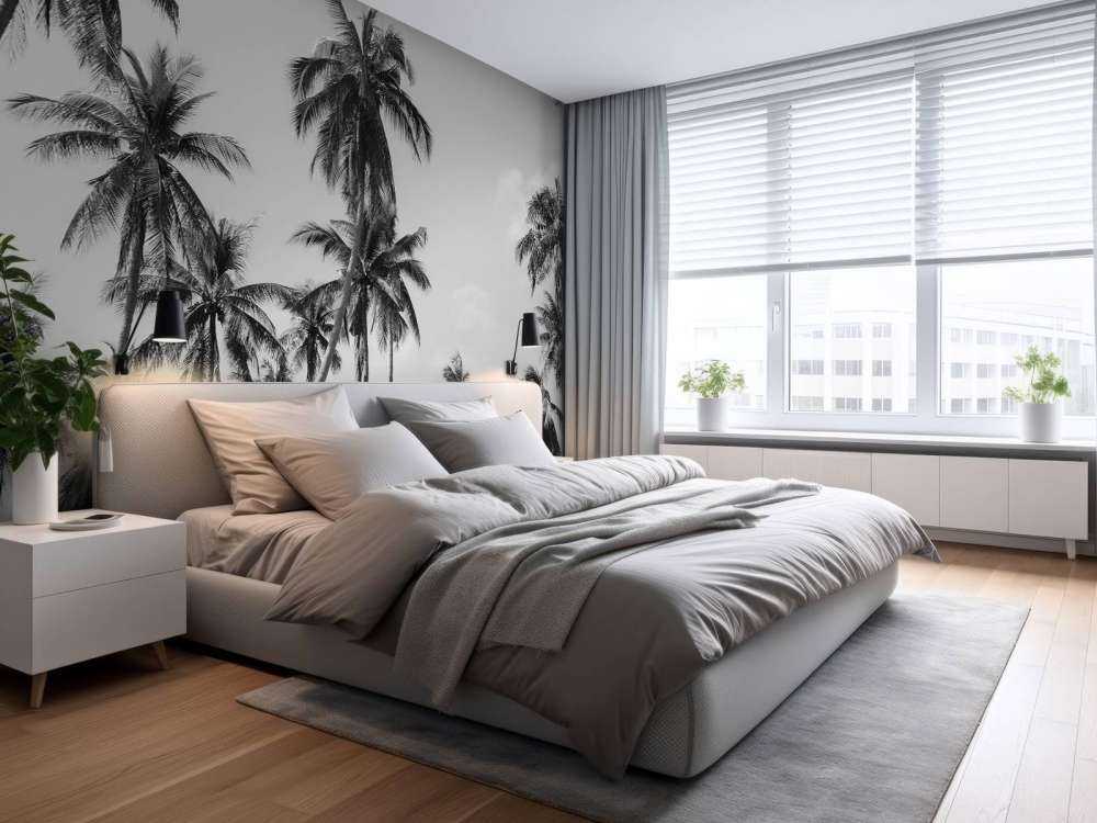 Palmiers en noir et blanc