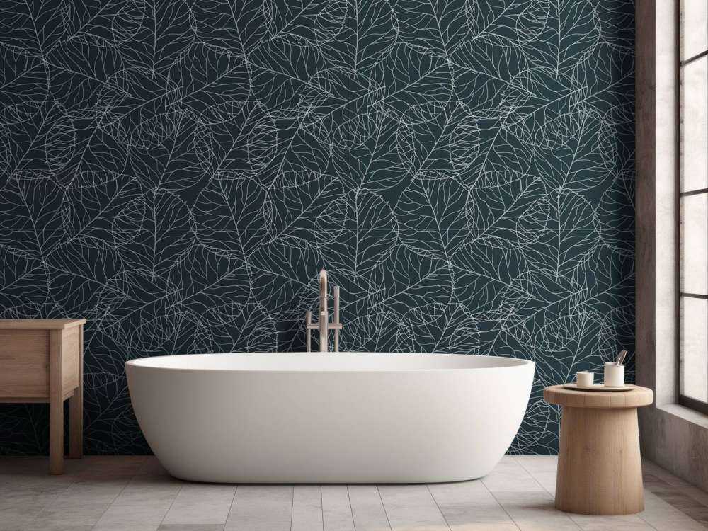 Motif de feuille illustré bleu canard