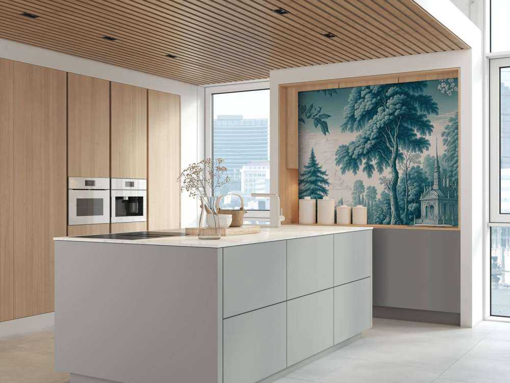 Toile de Jouy bleu canard