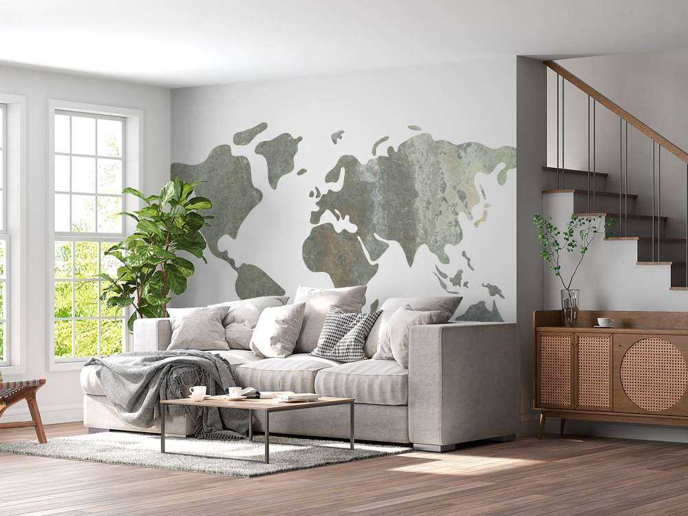 Carte du monde verte avec structure métallique