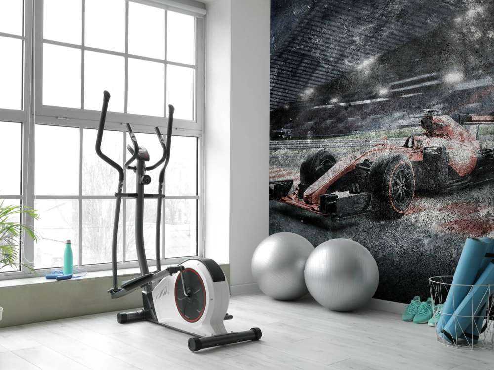 Voiture de course dans un stade