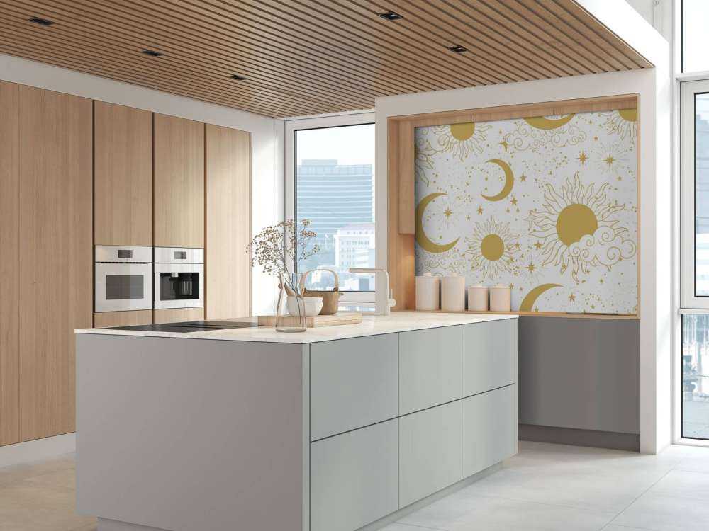 Soleil, lune et étoiles en or