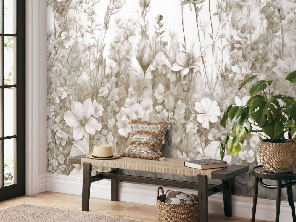 Fleurs de mon âme sans couture - beige