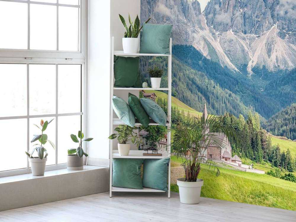 Village alpin dans une vallée verte