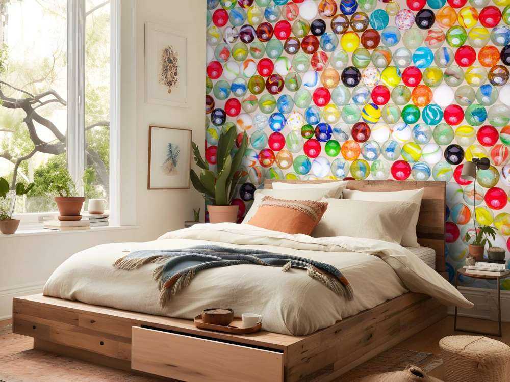 Motifs colorés de billes en verre