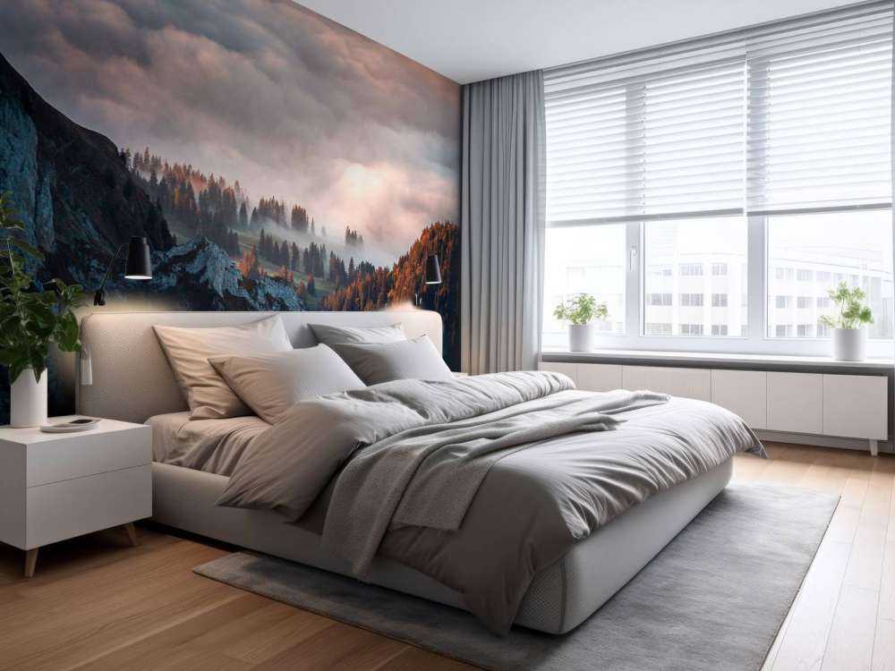 Lisière de forêt dans la brume du matin.