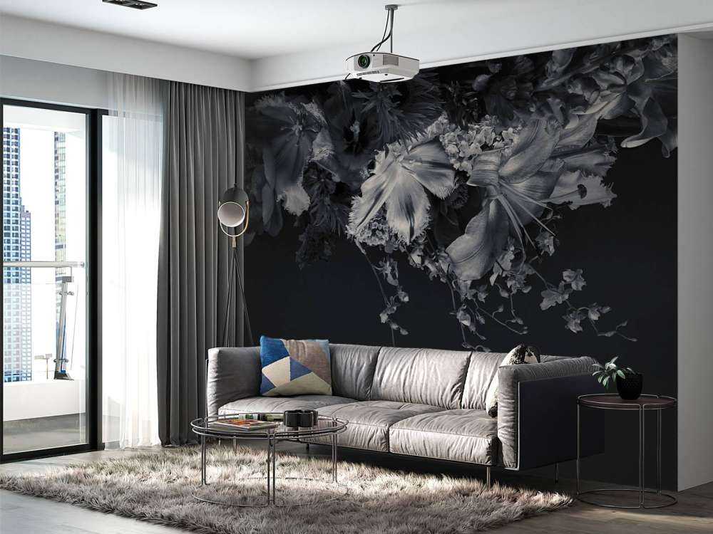 Tête de lit Floral noir et blanc