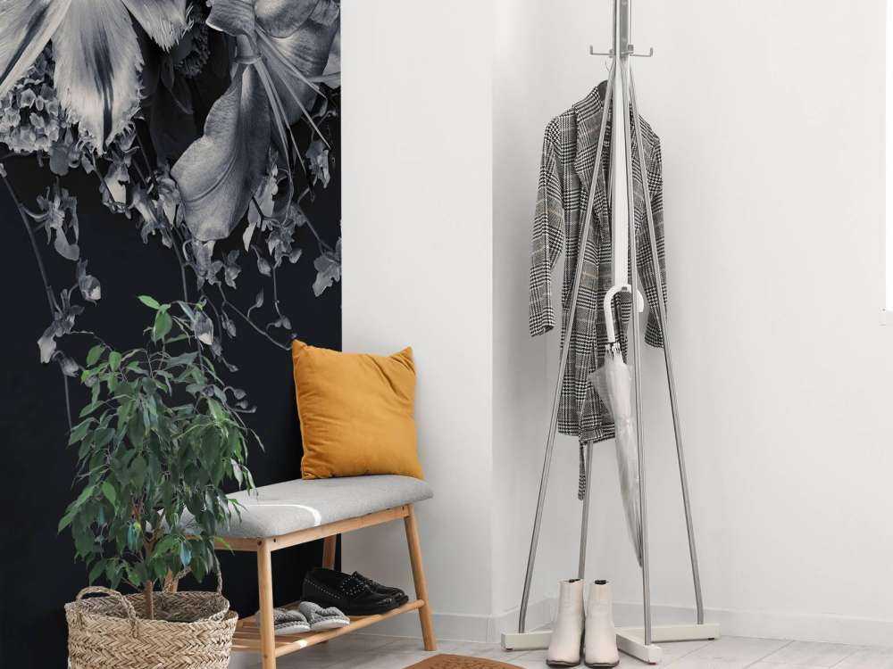 Tête de lit Floral noir et blanc