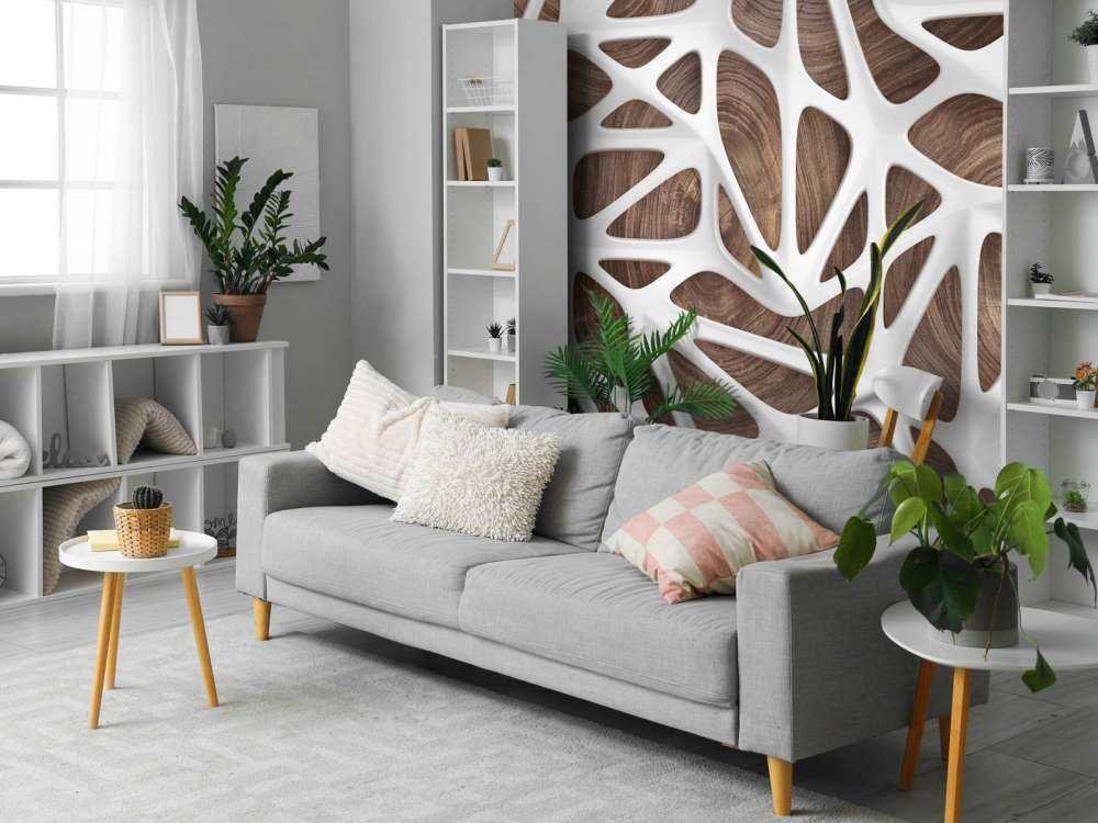 Motif blanc sur bois