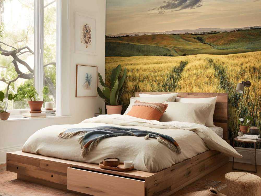 Champ de céréales avec traces