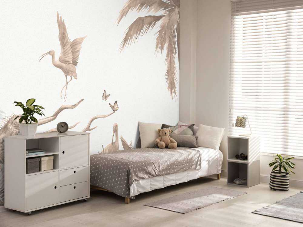 Branche avec animaux de la jungle en taupe