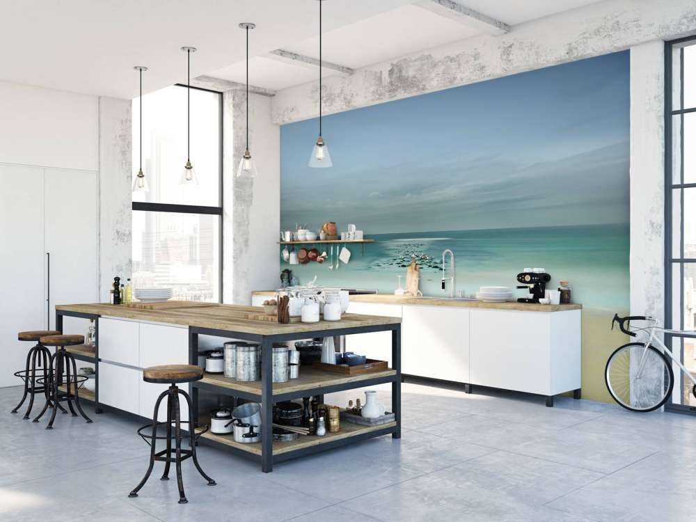 Mer calme avec mouettes