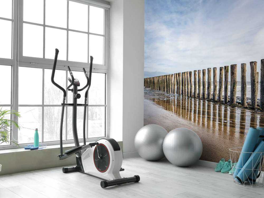 Brise-lames en bois sur la côte près de Cadzand-bad - NL