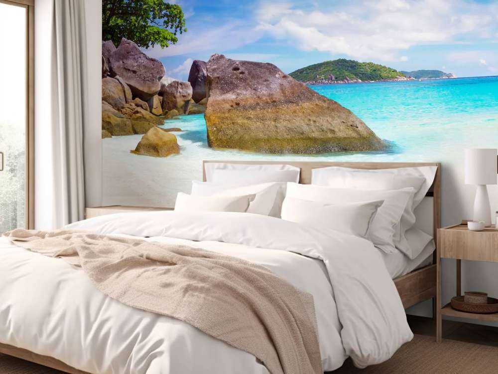 Photo panoramique d'une plage tropicale