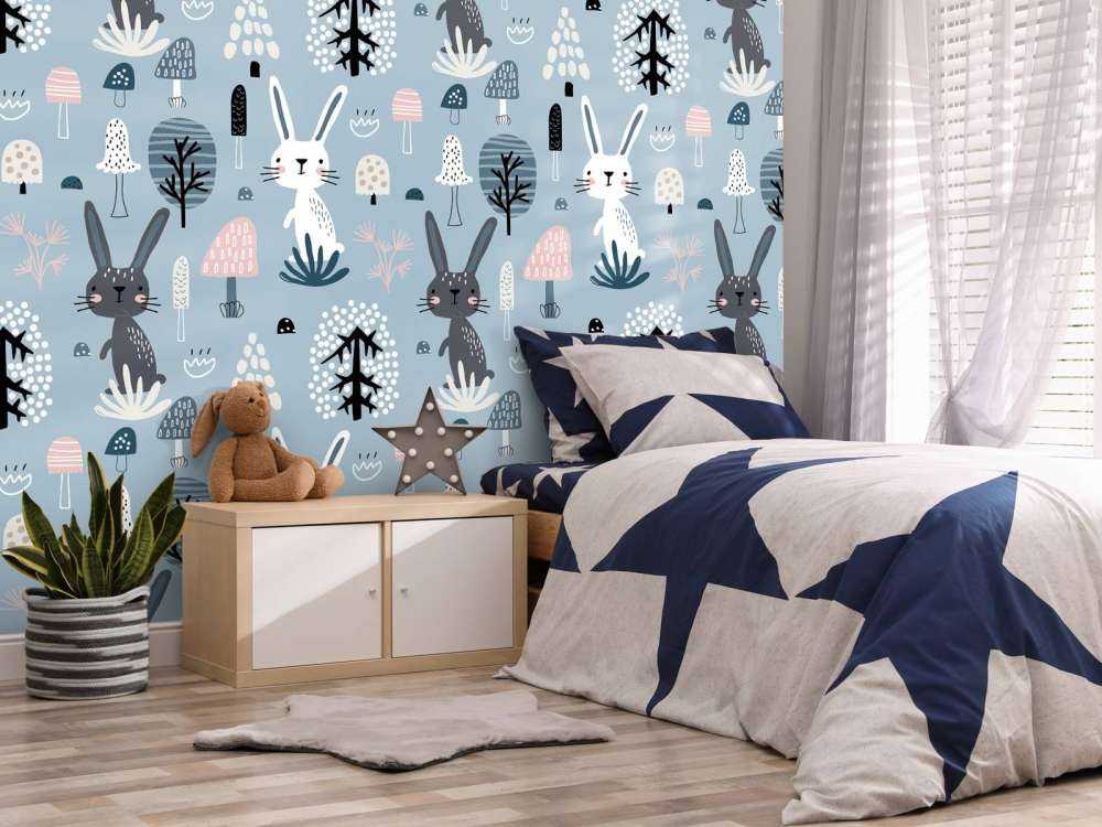 Motif de lapin bleu