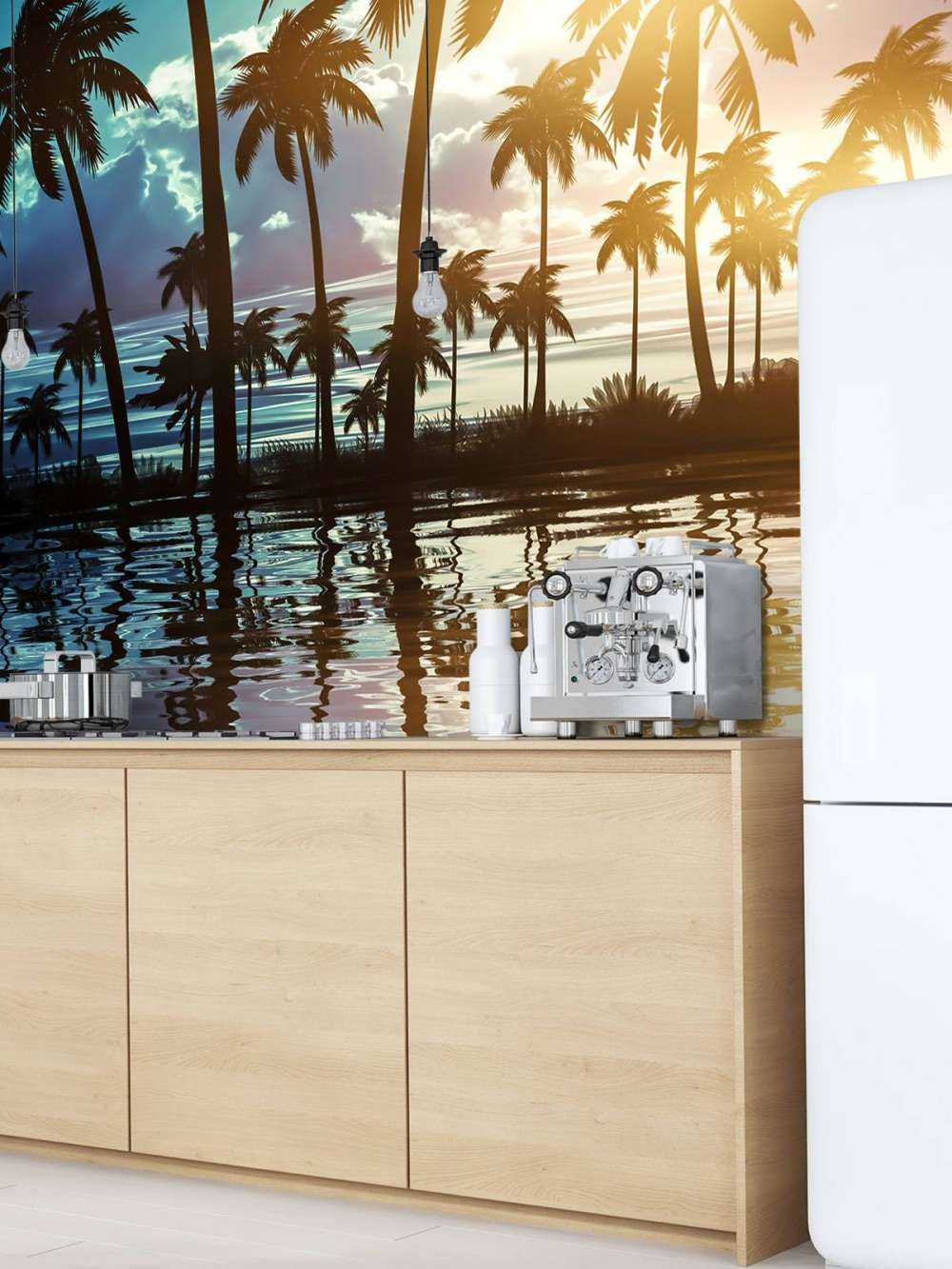 Paysage de nuit avec palmiers