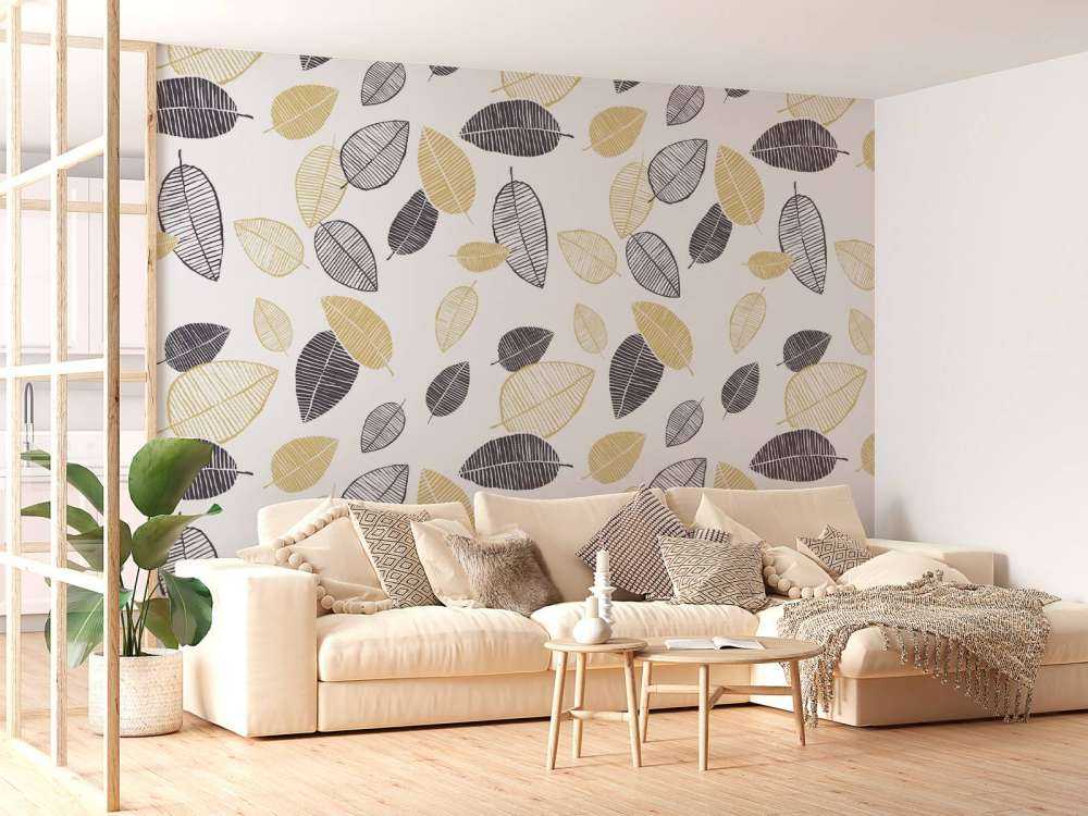 Motif Feuilles noires dorées