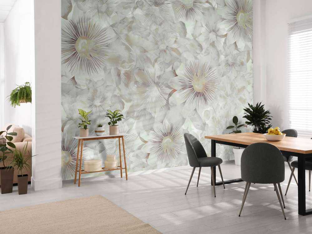 Élégance Botanique Aquarelle Gris Brumeux