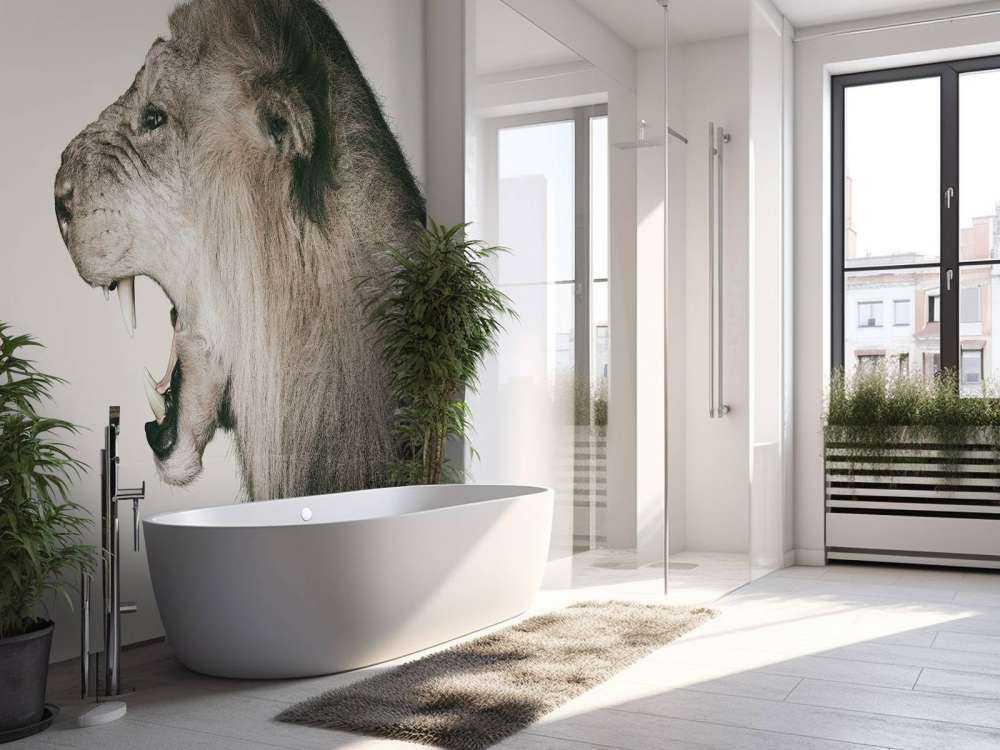 Lion rugissant blanc