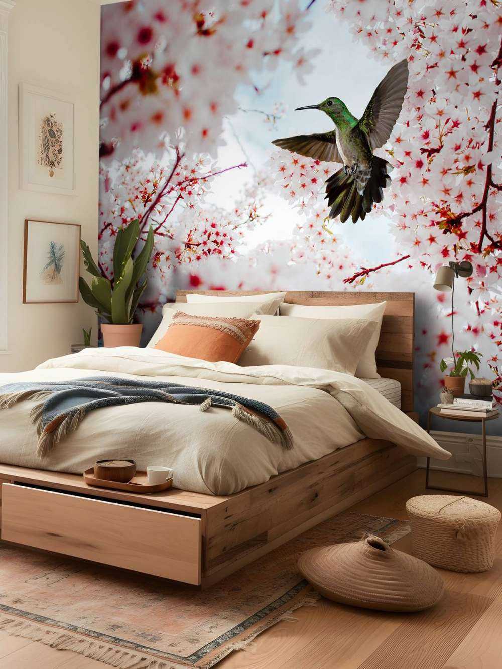 Colibri entre les fleurs