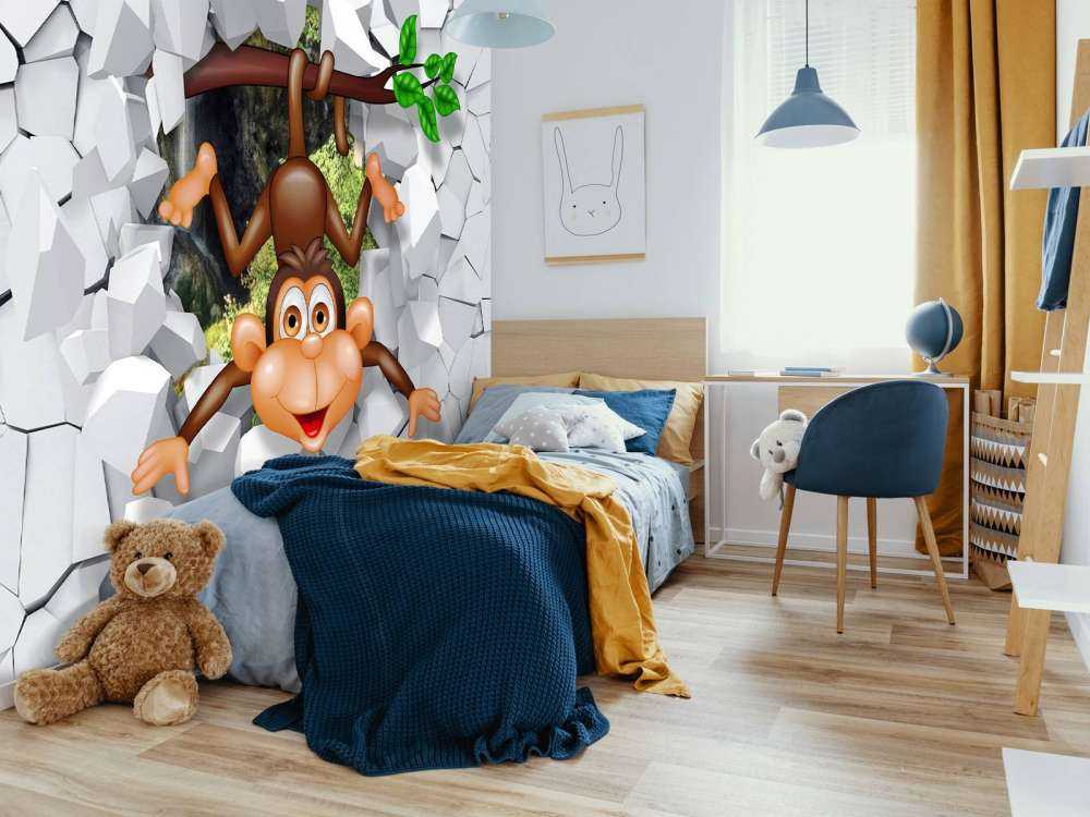 Singe amusant dans un mur