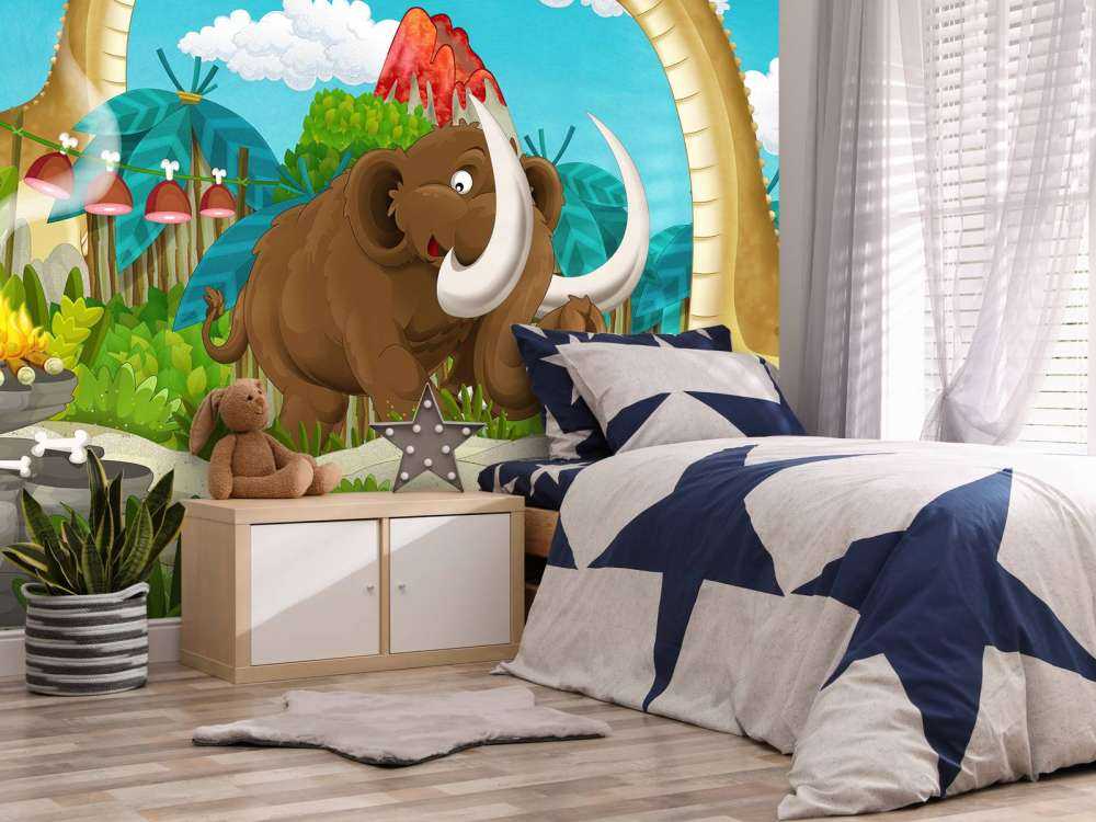 Un dinosaure et un mammouth