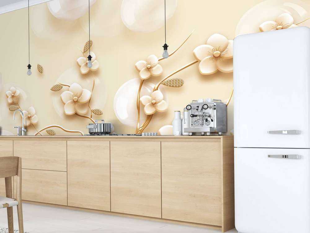 Branche dorée avec des fleurs