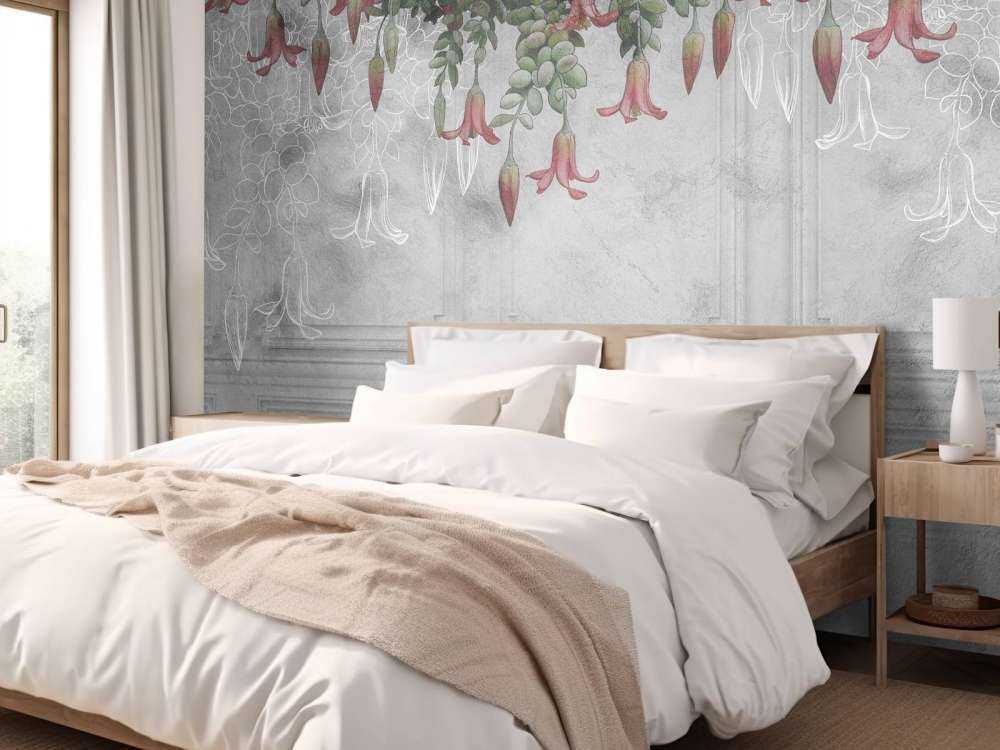 Mur gris classique avec fleurs