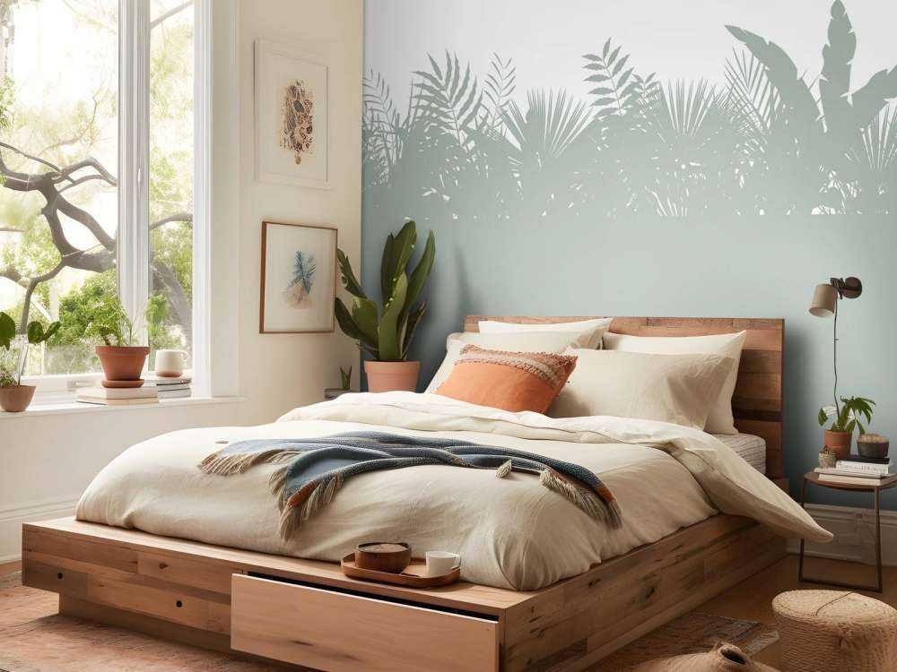 Silhouettes feuilles de palmier, vert clair