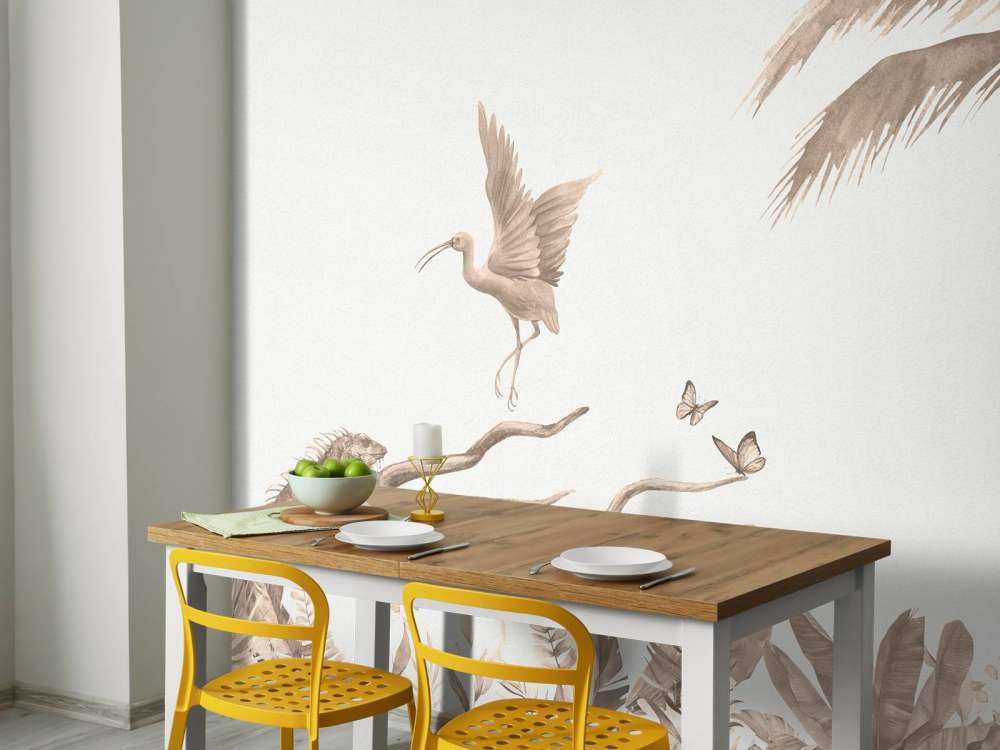 Branche avec animaux de la jungle en taupe