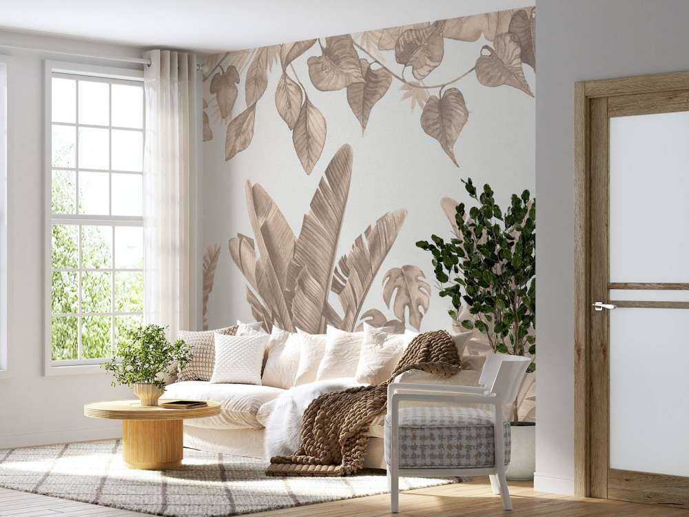 Feuilles de jungle en taupe
