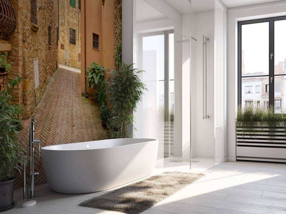 Rue avec des plantes et des fleurs