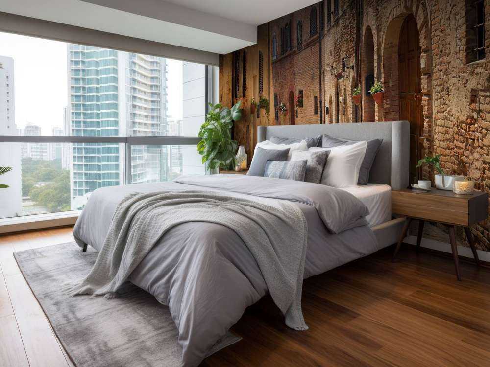 Rue classique avec des fleurs