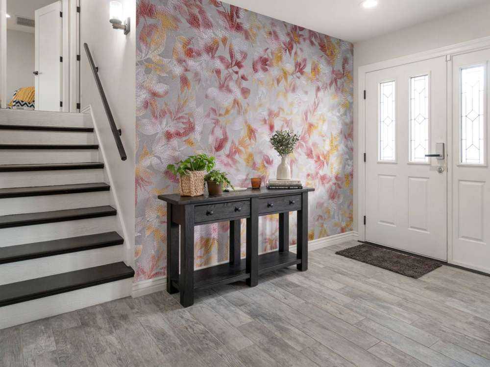 Fleurs sur fond gris