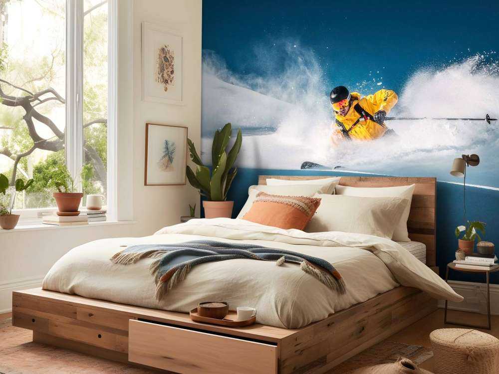 Descente dans une poudreuse profonde