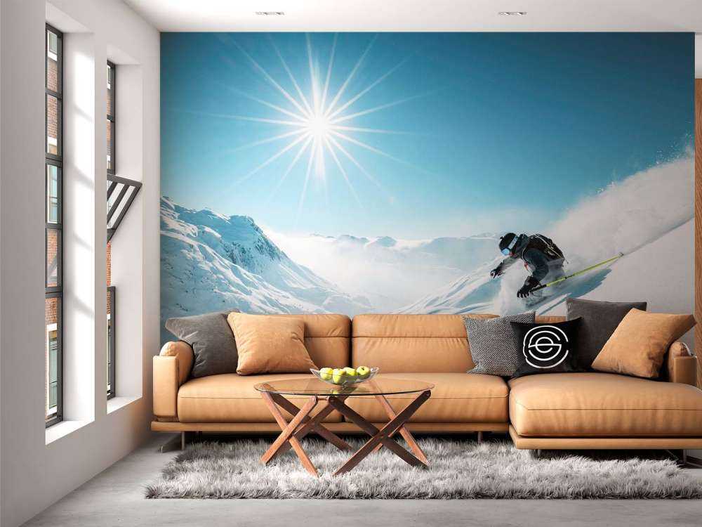 Poudreuse sous le soleil d'hiver glacial.