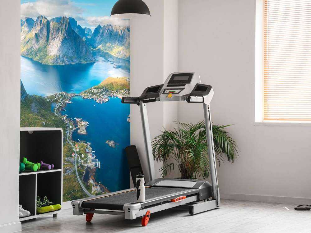 Village de montagne et fjord sous la lumière du soleil