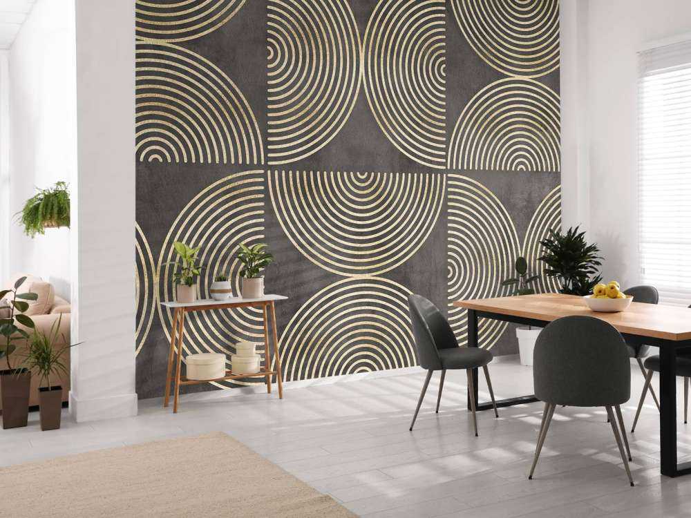 Cercles éclectiques, art moderne, or brun.