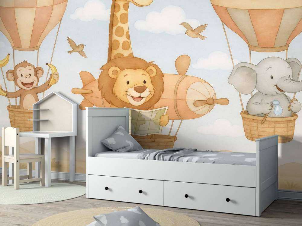 Aventure aérienne avec des animaux joyeux