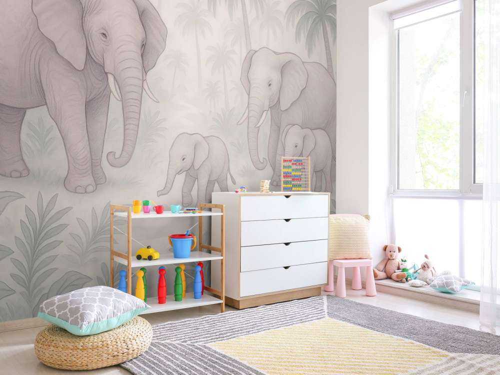 Famille d'éléphants dans la jungle.