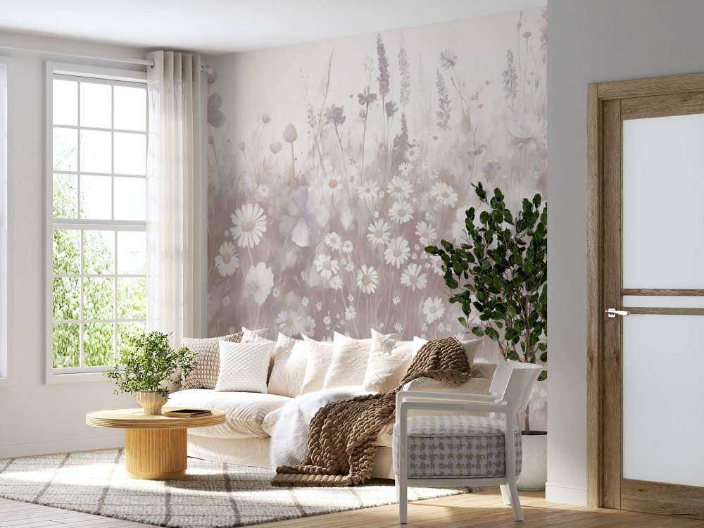 Végétation luxuriante d'été rose pâle