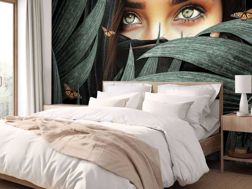 Regard vert entre les palmiers