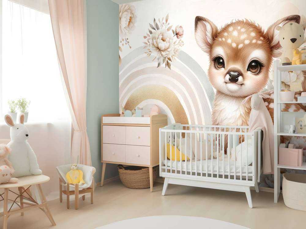 Cher petit cerf et arc-en-ciel doré